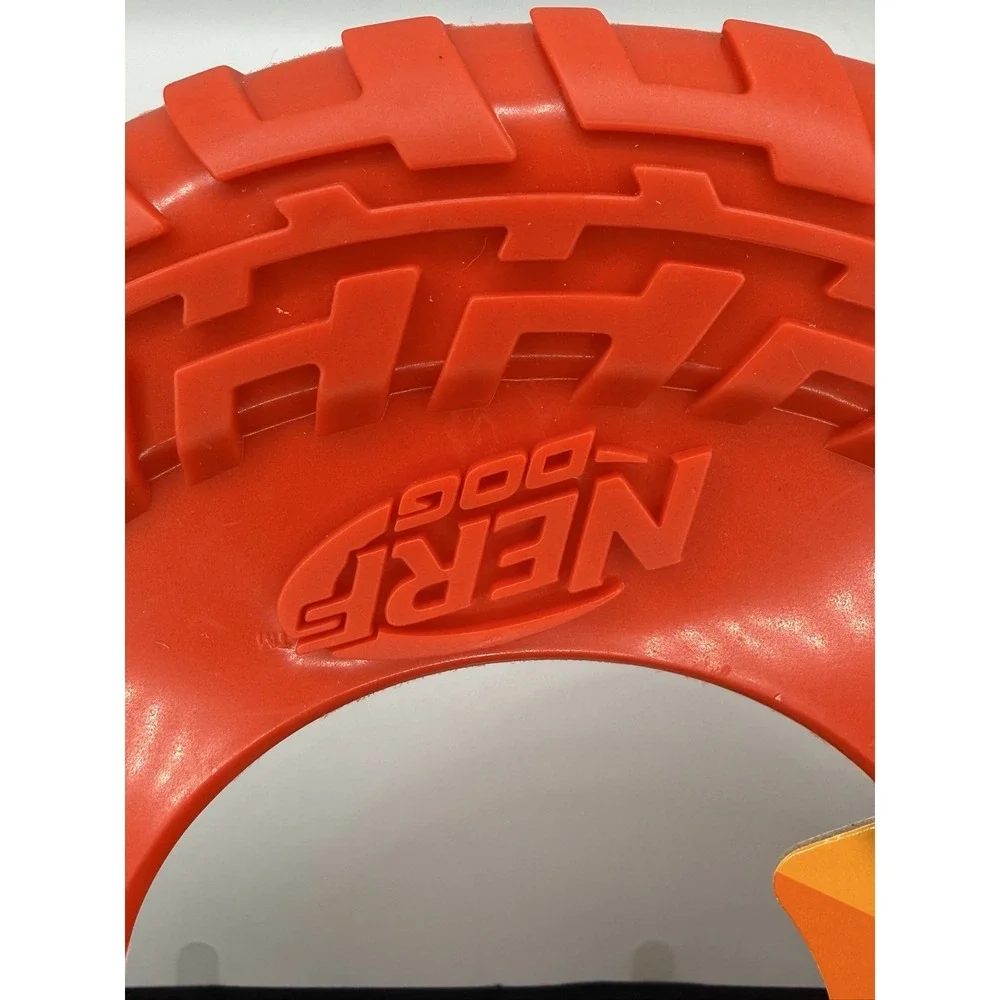 Nerf Dog Tire Flyer Dog Toy 10 Inch Red Durable Floating TPR 1111-2096